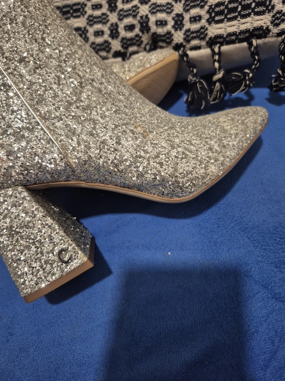 Silver Glitter Ankle Booties with Sparkle Finish